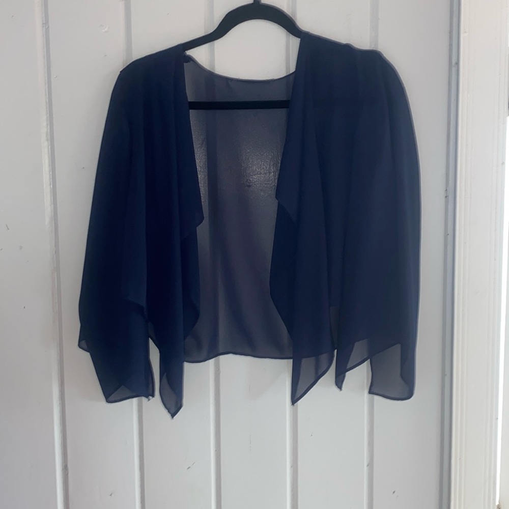 Sheer navy coverlet